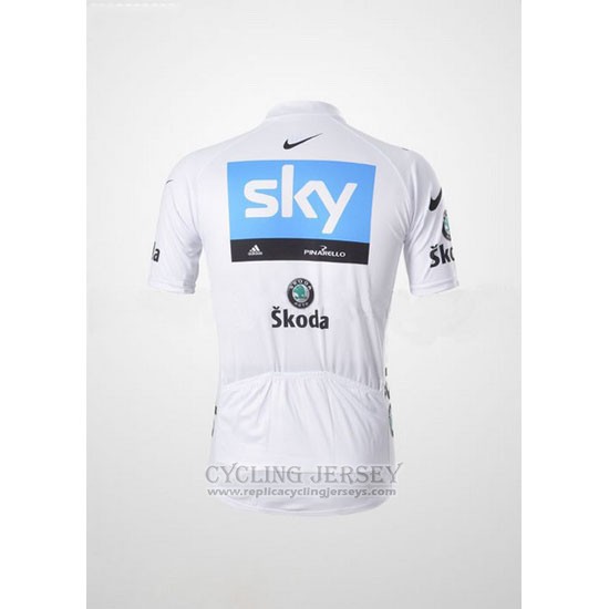 2011 Cycling Jersey Sky Lider White and Sky Blue Short Sleeve and Bib Short
